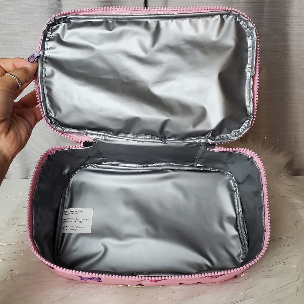 MADDEN GIRL pink butterfly nylon cosmetic bag - Picture 3 of 6